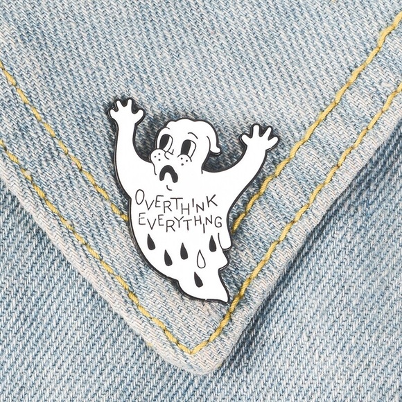 Overthink Everything Ghost Enamel Pin - Picture 2 of 5